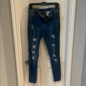 Divided Dark Blue Distressed Skinny Jeans